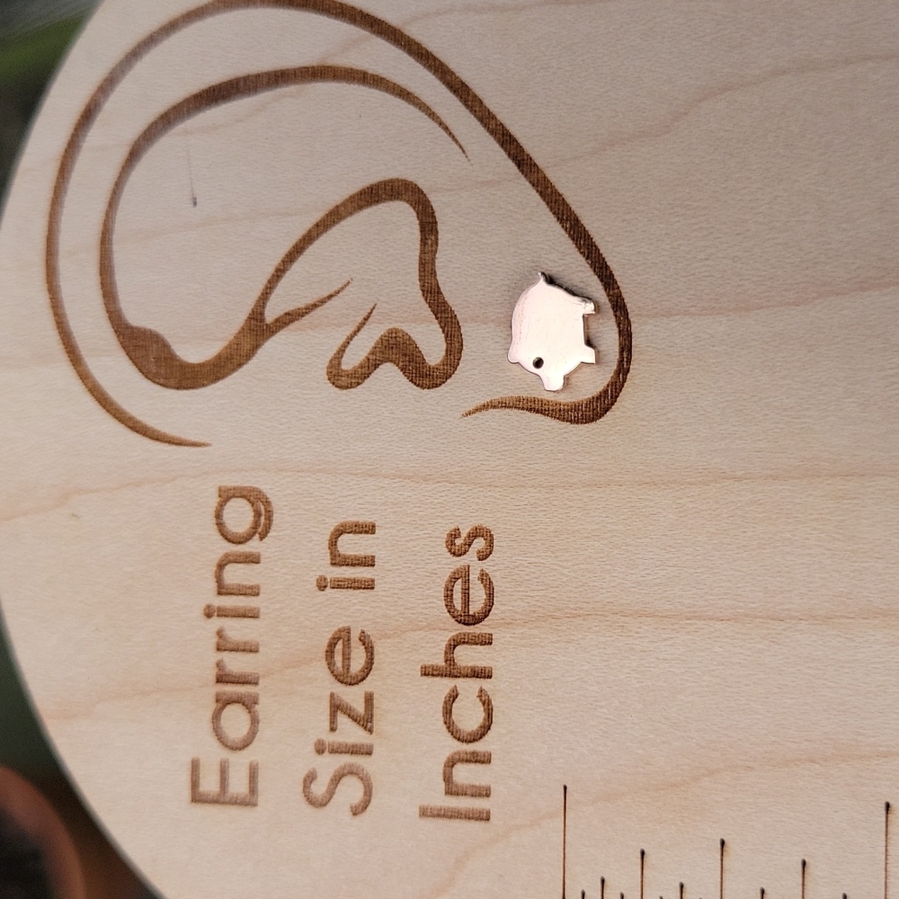 💥LAST PAIR💥Rose Gold Pig Stud Earrings, unisex - Picture 3 of 5